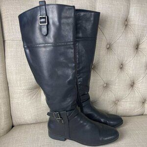 EUC Toetos by Dream Pairs Women's Black Knee High Boots Zip Closure size 12